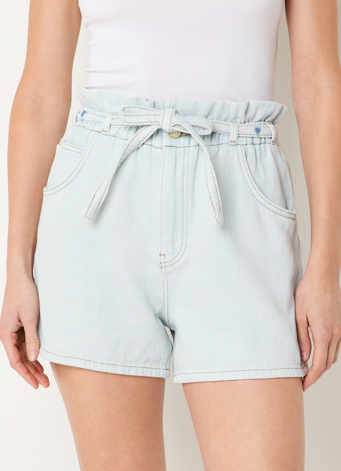 Fabienne Chapot Biggy high waist straight fit korte broek van denim - detail 2 indigo