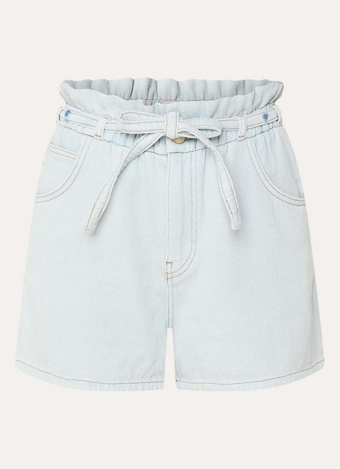 Fabienne Chapot Biggy high waist straight fit korte broek van denim - voorkant 3 indigo