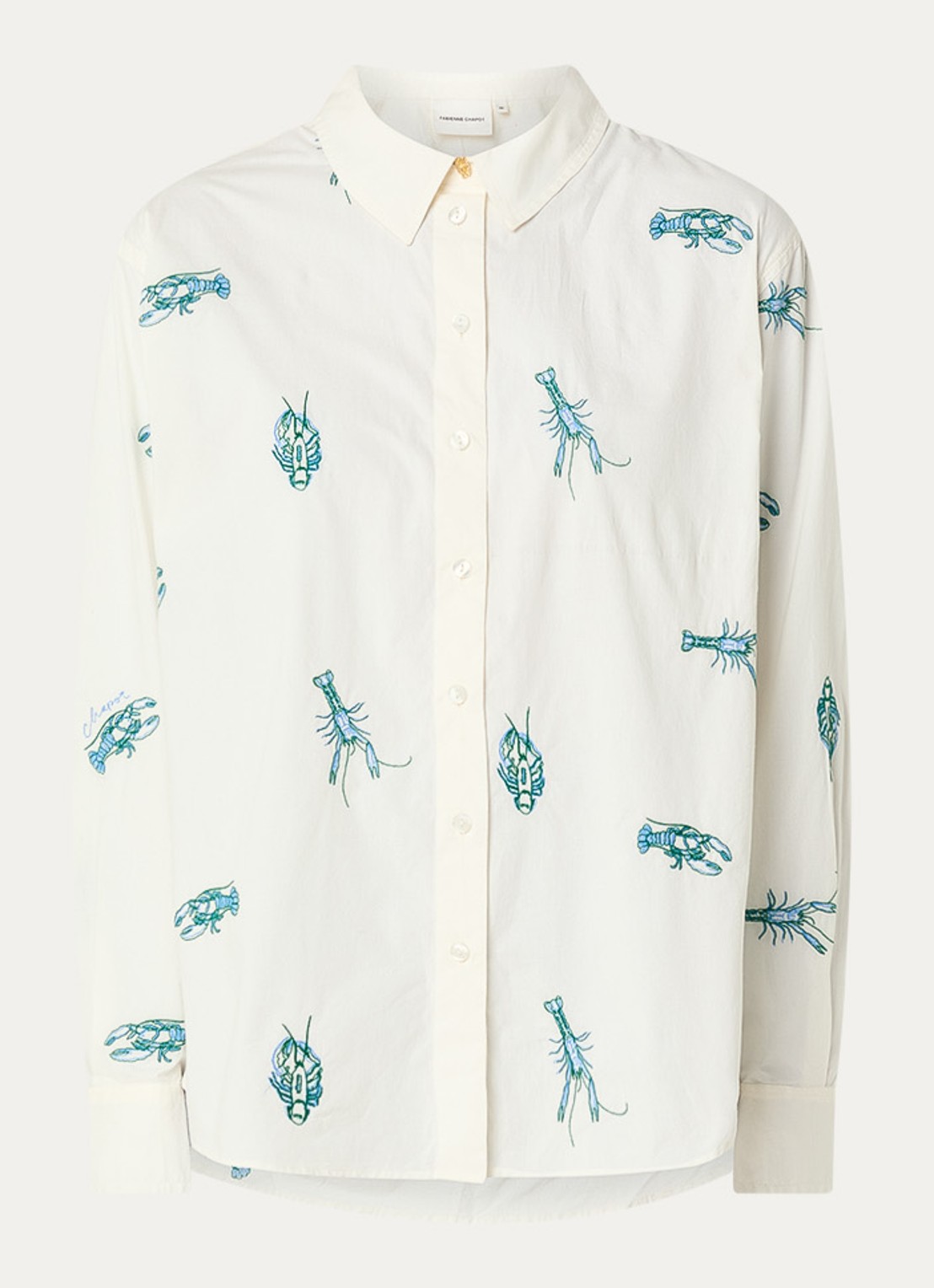 Fabienne Chapot Blouse met borduring  - voorkant gebroken wit