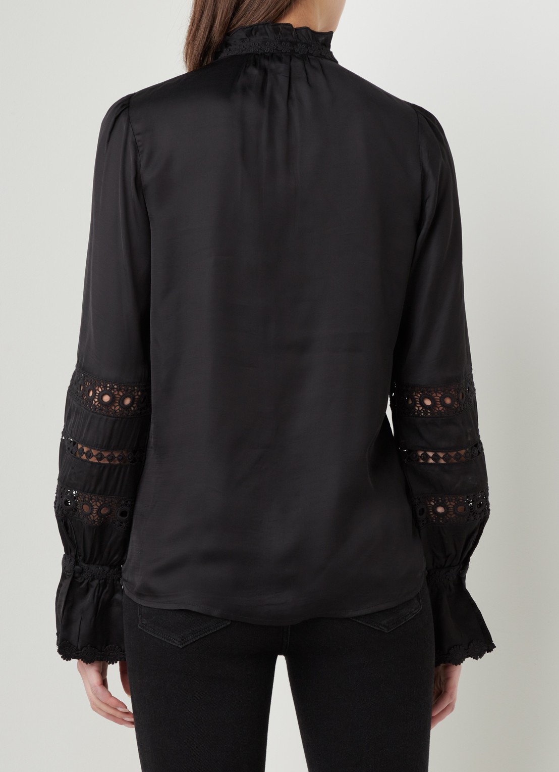 Fabienne Chapot Boho blouse met ruches en broderie - achterkant 2 zwart