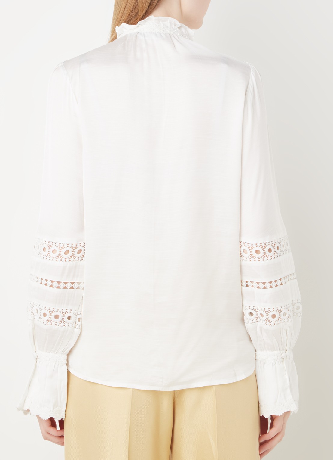 Fabienne Chapot Boho blouse met ruches en broderie - achterkant 4 gebroken wit