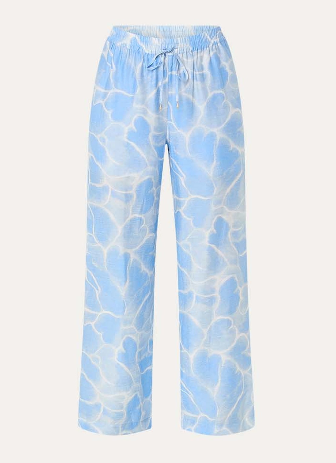 Fabienne Chapot Brent high waist wide fit pantalon met print - voorkant 3 lichtblauw
