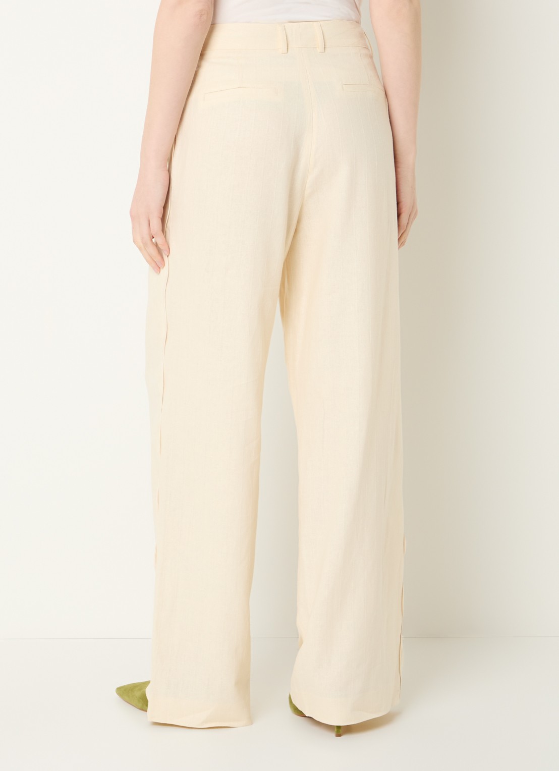 Fabienne Chapot Carlie high waist loose fit pantalon in linnenblend - achterkant 2 creme