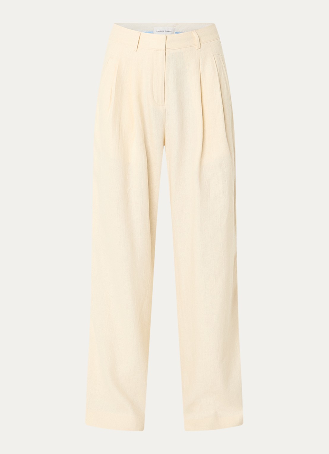 Fabienne Chapot Carlie high waist loose fit pantalon in linnenblend - voorkant 3 creme