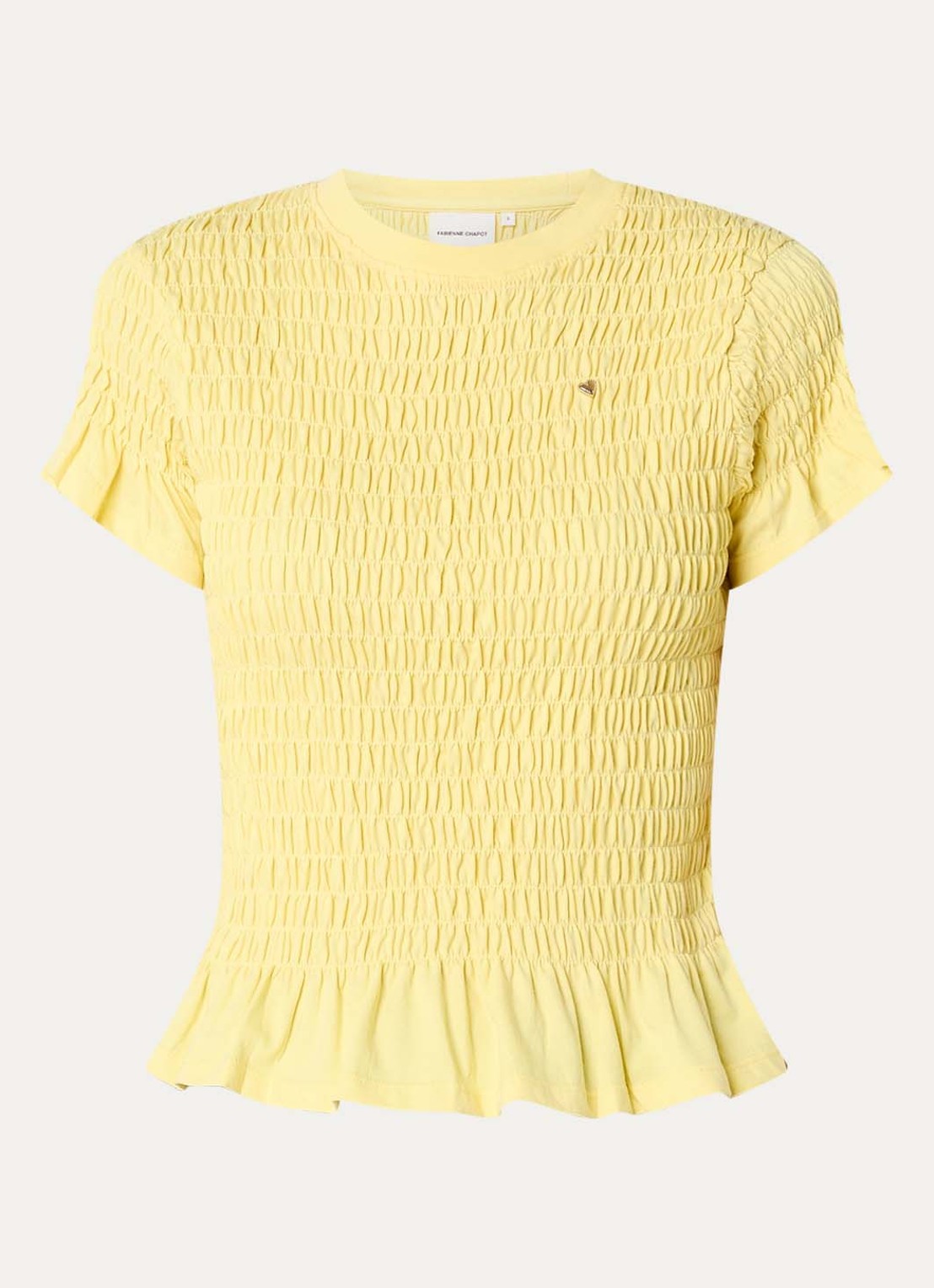 Fabienne Chapot Carmen T-shirt met smockwerk - voorkant geel