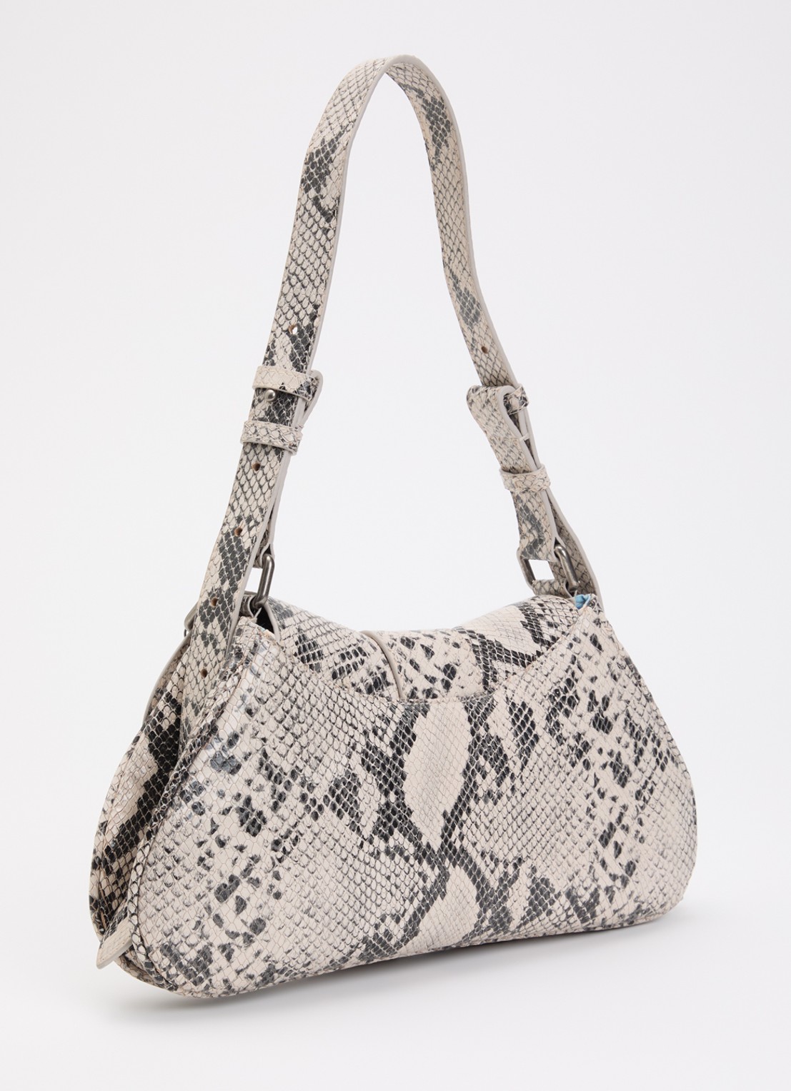 Fabienne Chapot Chapot schoudertas van leer met slangenprint - achterkant beige