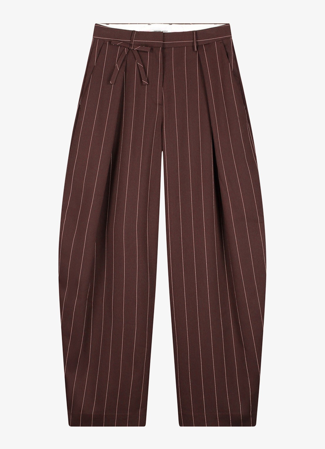 Fabienne Chapot Charlot high waist balloon fit pantalon met streepprint - voorkant 4 bruin