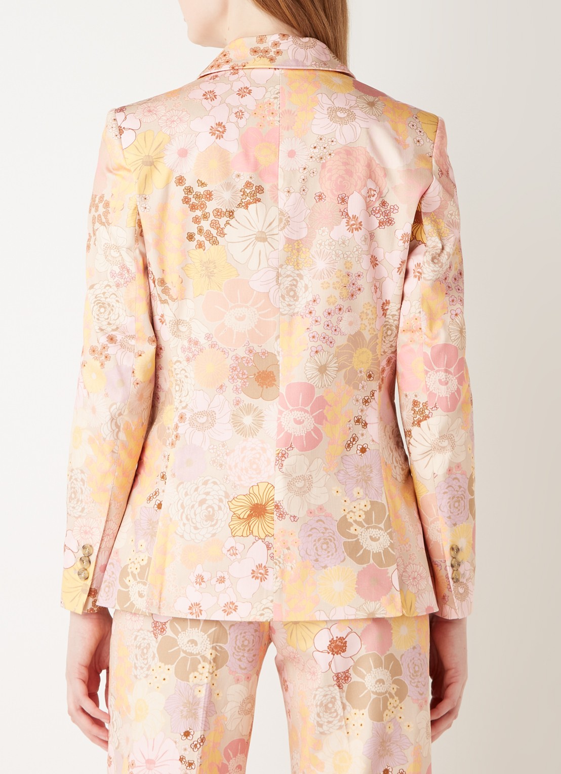 Fabienne Chapot City blazer met bloemenprint - achterkant lichtroze
