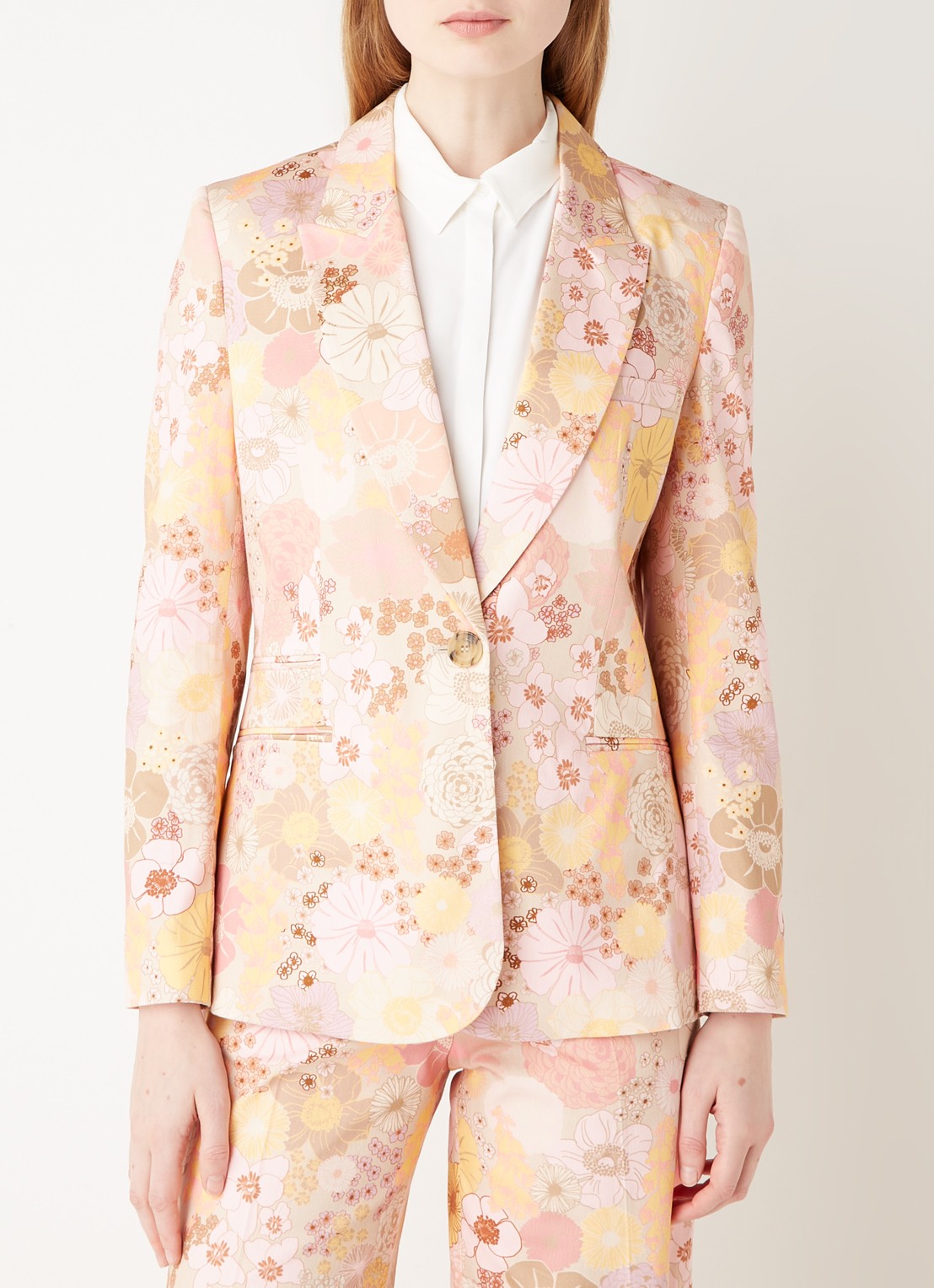 Fabienne Chapot City blazer met bloemenprint - detail 4 lichtroze