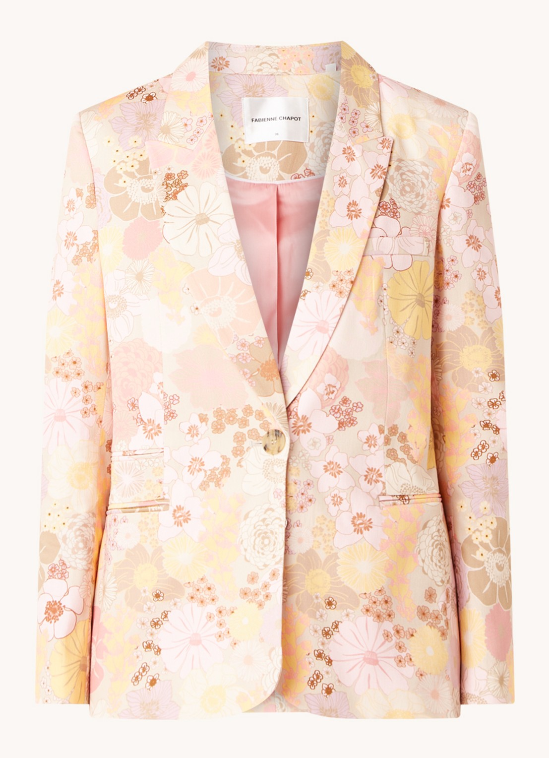 Fabienne Chapot City blazer met bloemenprint - voorkant 2 lichtroze