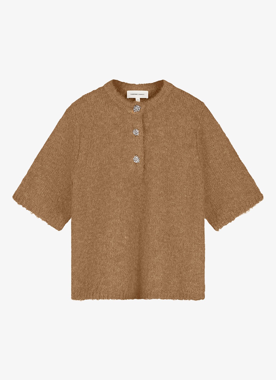 Fabienne Chapot Coco fijngebreide pullover in wolblend - voorkant 4 camel