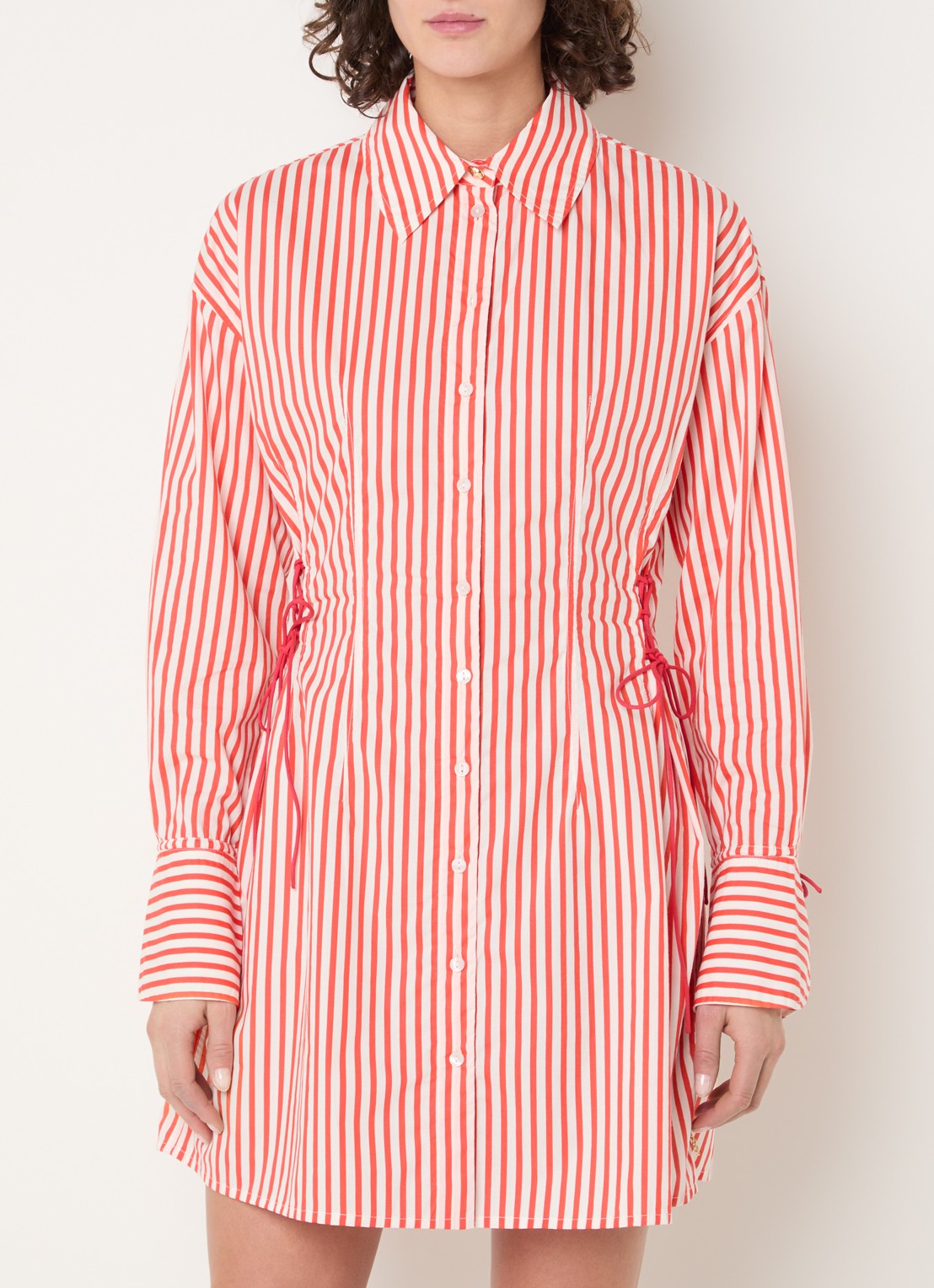 Fabienne Chapot Coletta mini blousejurk met streepprint - detail 3 rood