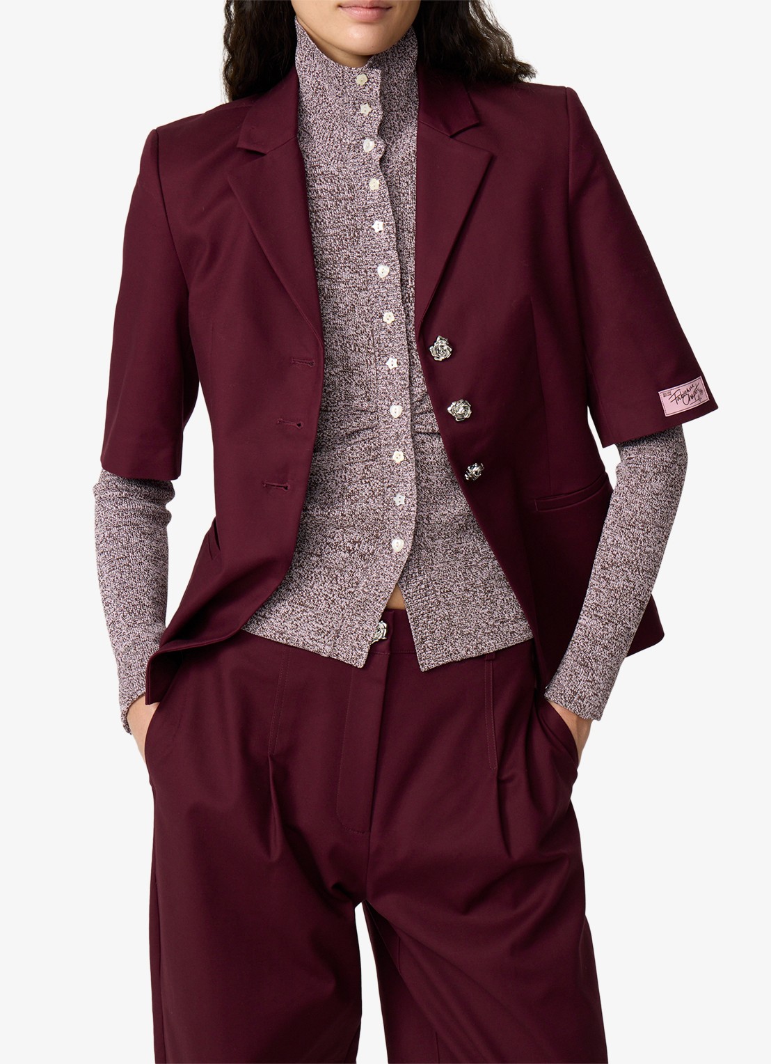Fabienne Chapot Colombine blazer met strikdetail - detail 2 bordeauxrood