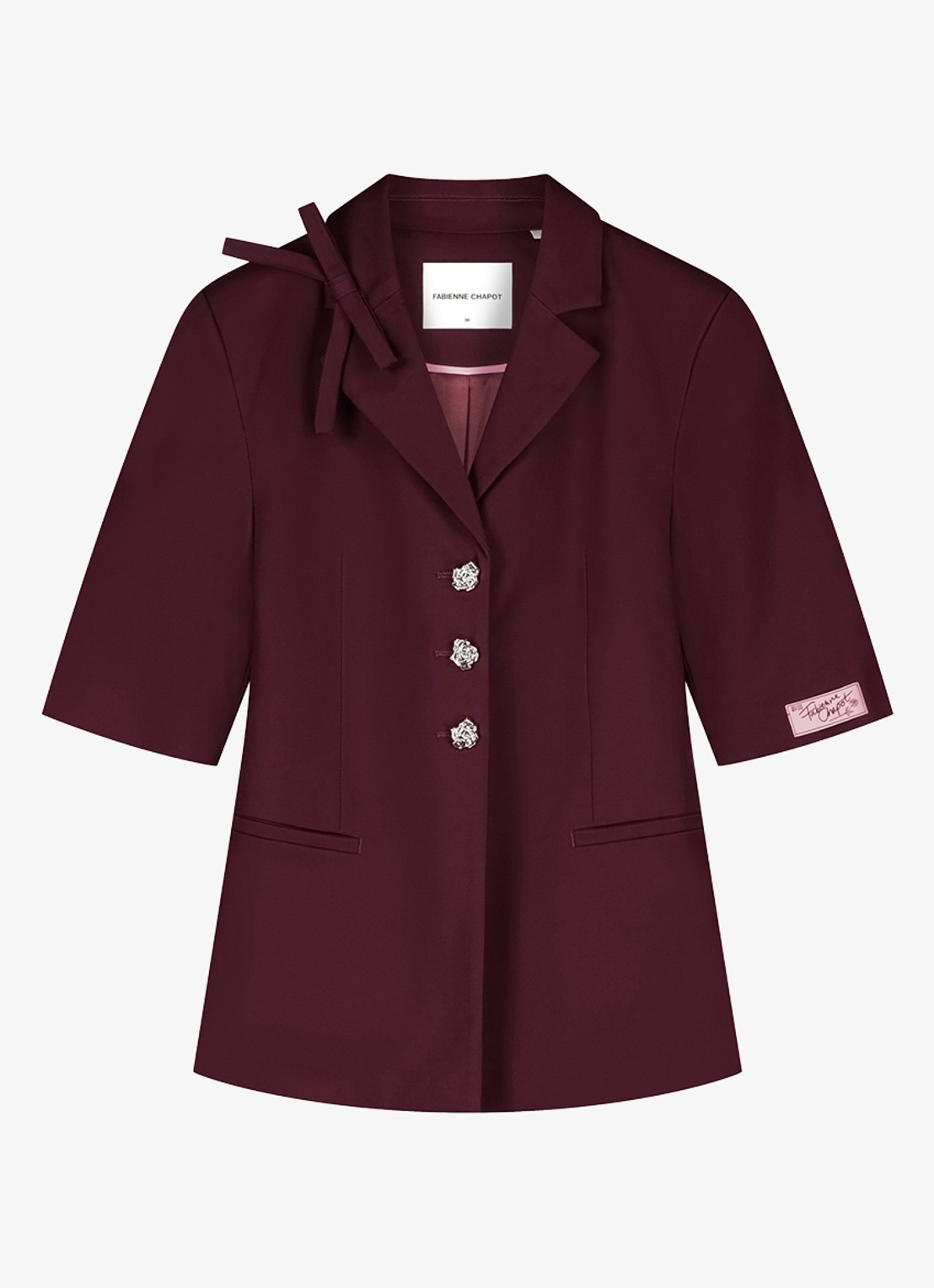 Fabienne Chapot Colombine blazer met strikdetail - voorkant bordeauxrood