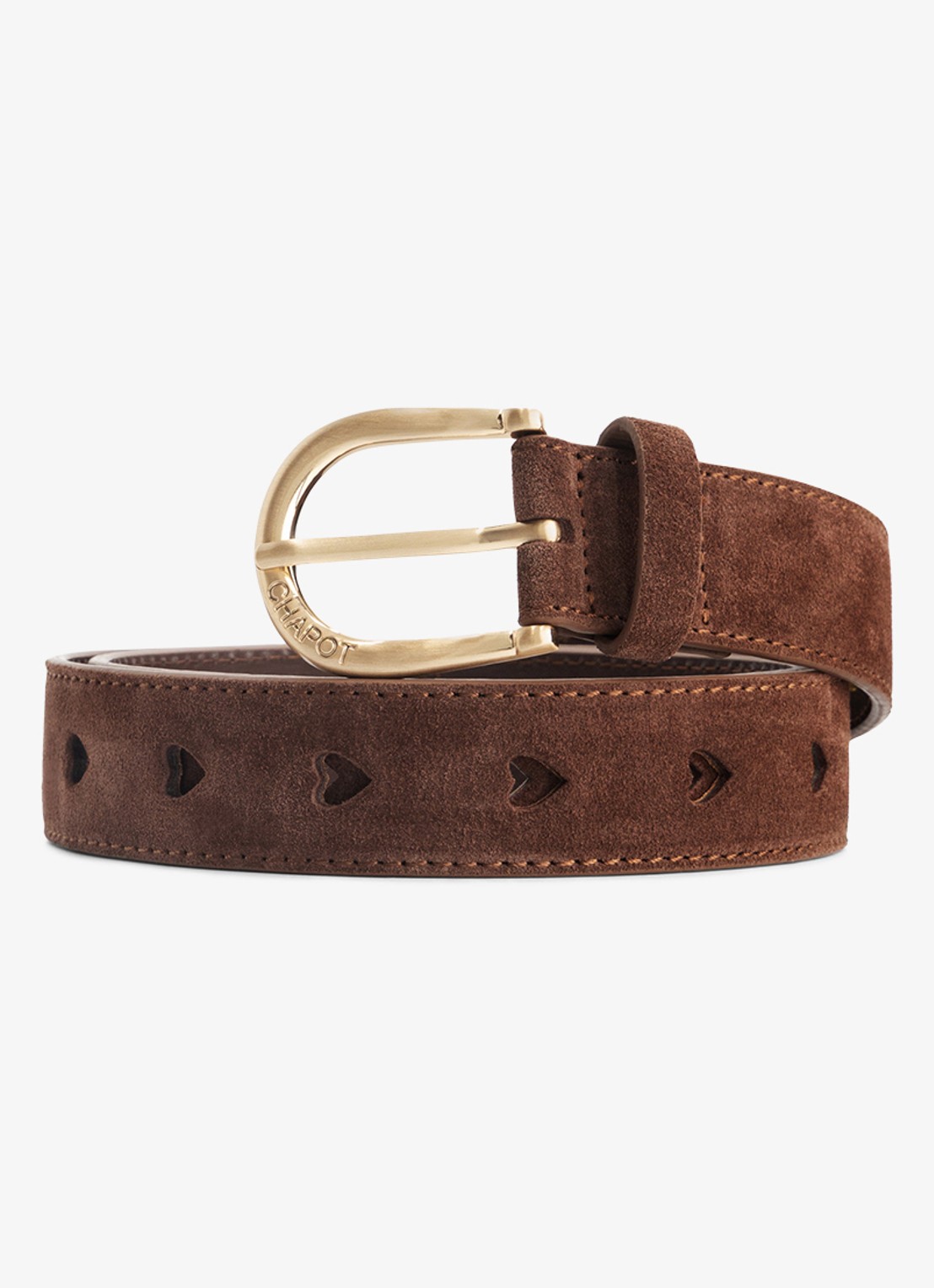 Fabienne Chapot Cut It Out Heart riem van leer - voorkant chocoladebruin