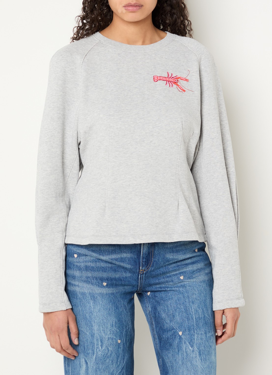 Fabienne Chapot Dhelia sweater met kralendecoratie - detail grijsmele