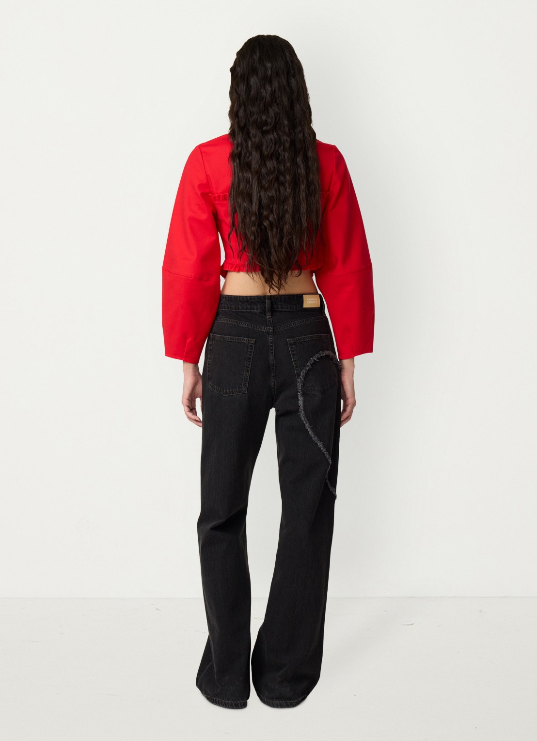Fabienne Chapot Elin crop top met volant - achterkant 3 steenrood