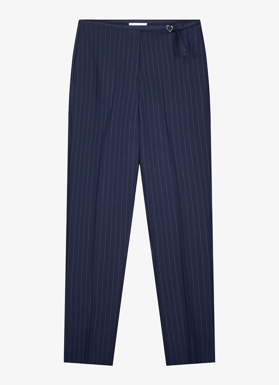 Fabienne Chapot Elliot mid waist straight fit pantalon met krijtstreep - voorkant 3 donkerblauw