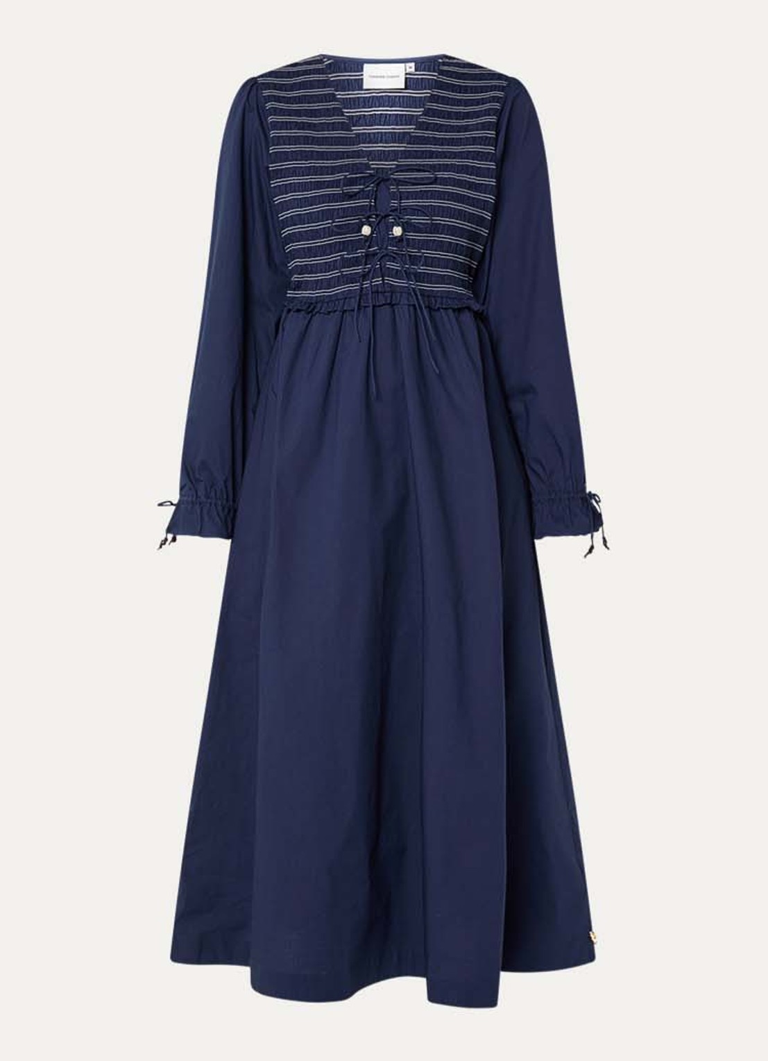 Fabienne Chapot Elouise midi tuniekjurk met V-hals - voorkant donkerblauw