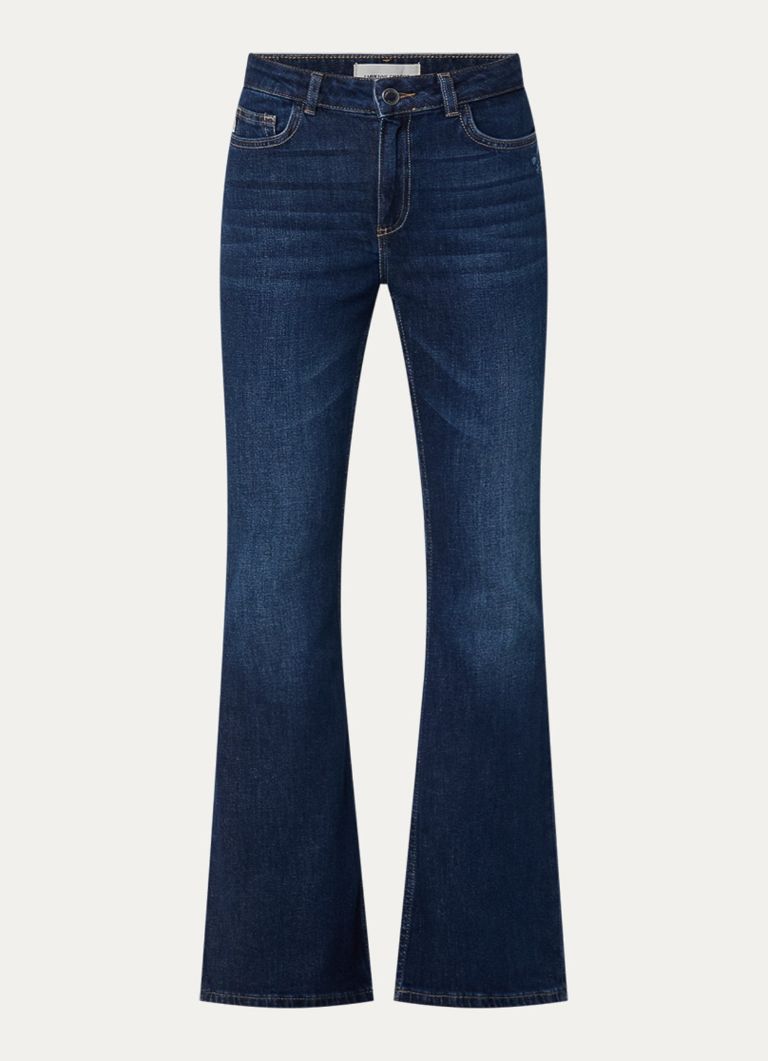 Fabienne Chapot Eva mid waist flared jeans met donkere wassing - voorkant 4 indigo