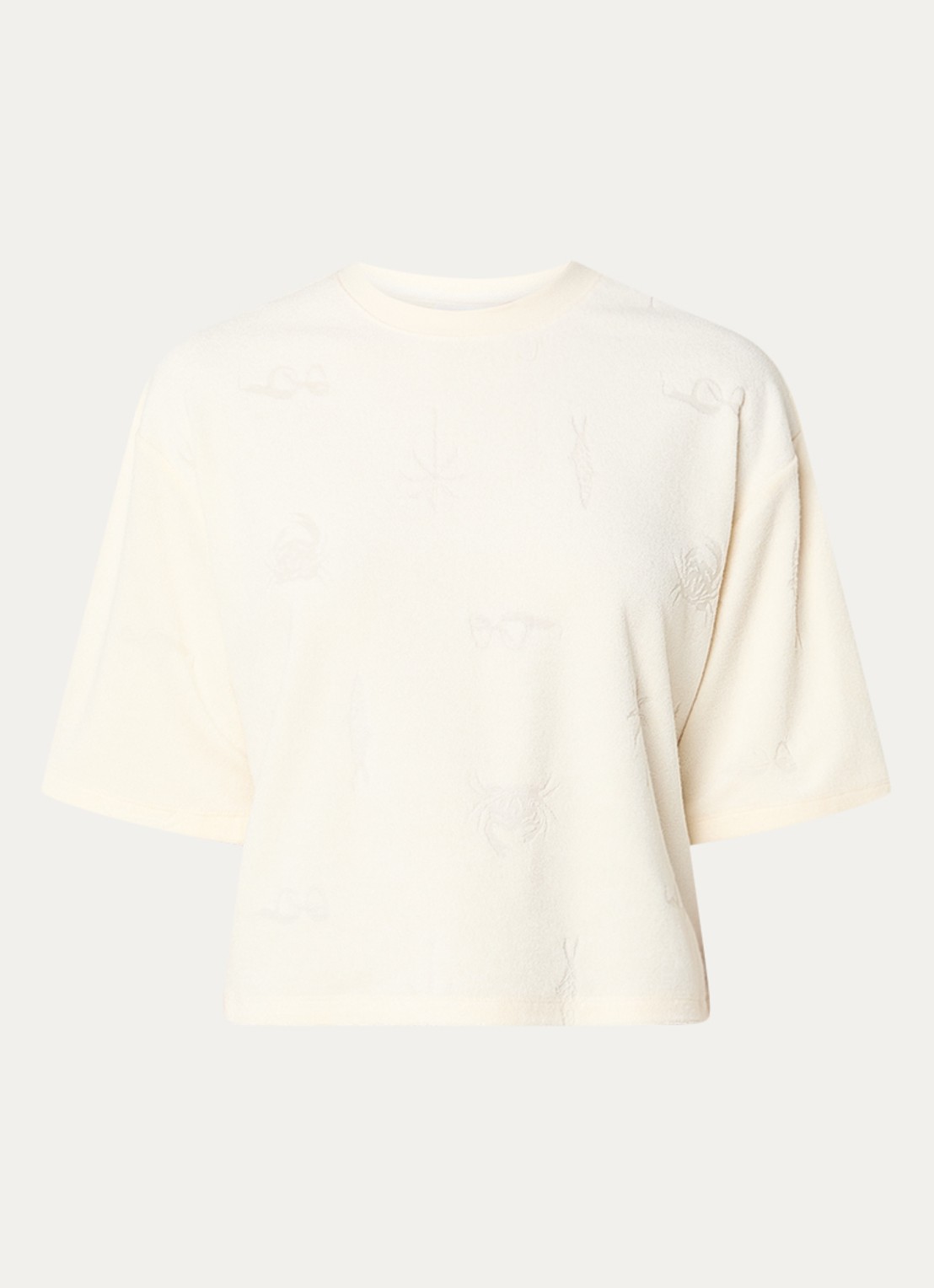 Fabienne Chapot Evy T-shirt van badstof met 3D print - voorkant 3 gebroken wit