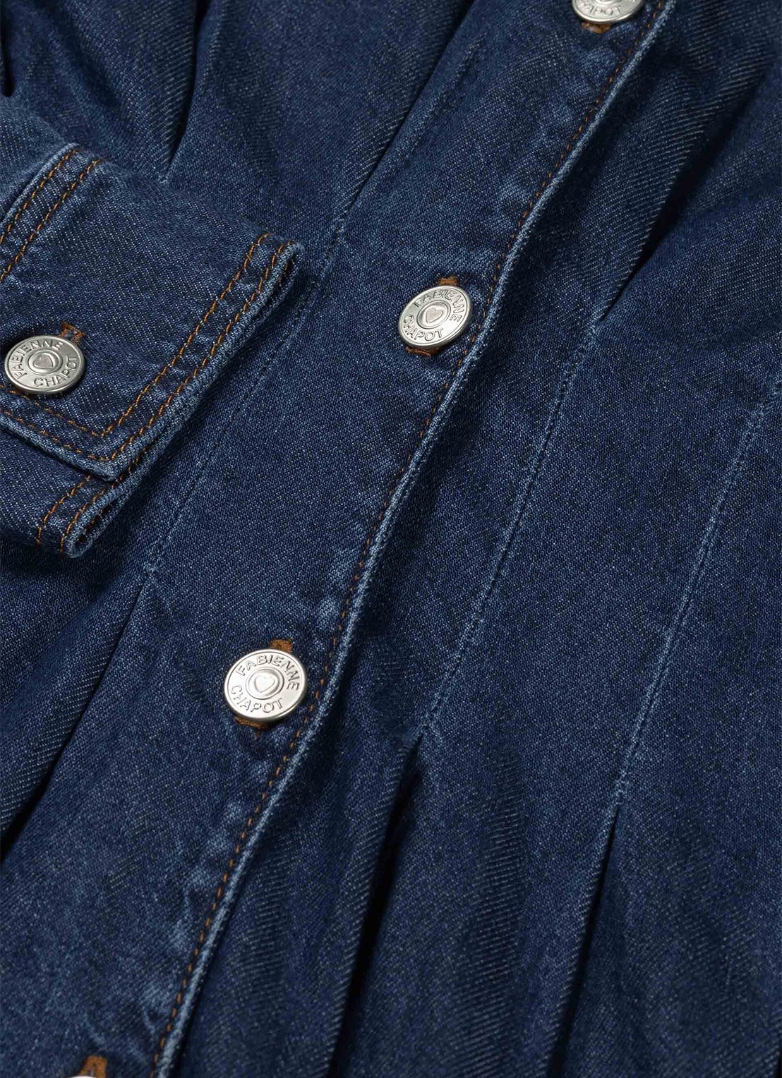 Fabienne Chapot Faith midi denim jurk met V-hals - detail 2 donkerblauw