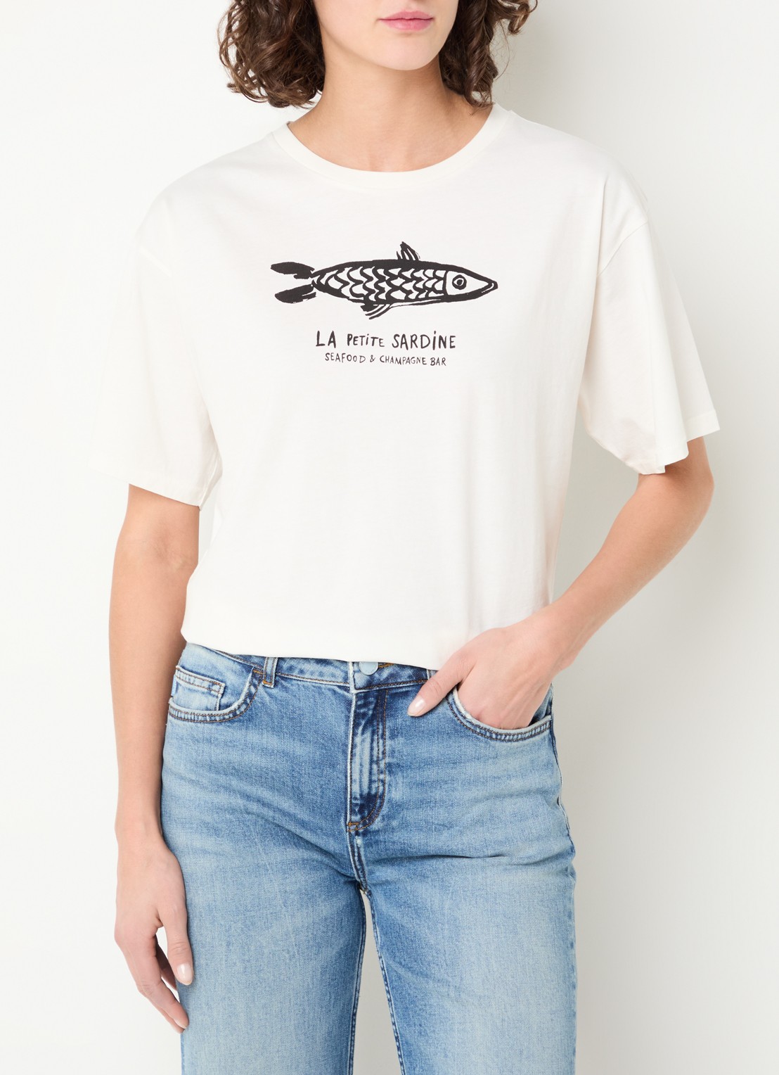 Fabienne Chapot  Fay geprint T-shirt  - detail 4 gebroken wit