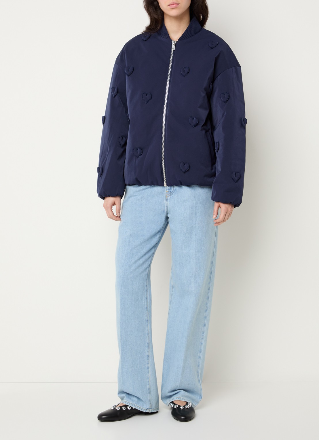 Fabienne Chapot Hearty gewatteerd bomberjack met steekzakken  - voorkant 3 donkerblauw