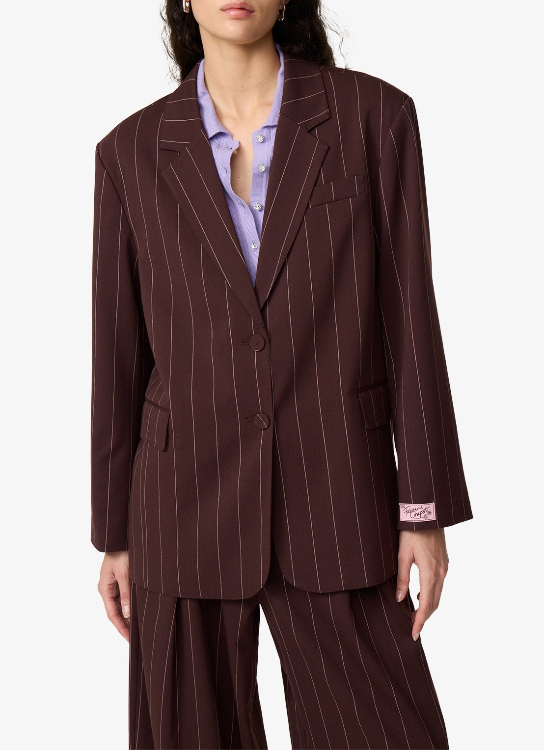 Fabienne Chapot Henry blazer met streepprint - detail bruin