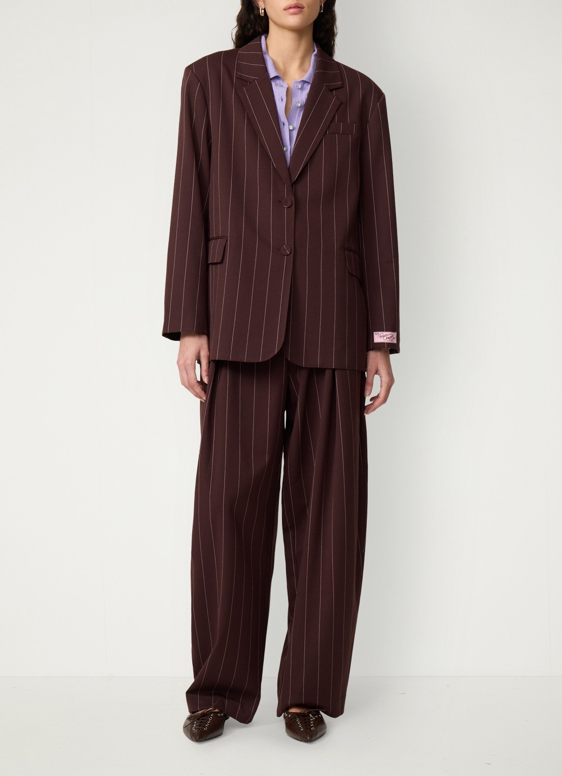 Fabienne Chapot Henry blazer met streepprint - voorkant 4 bruin