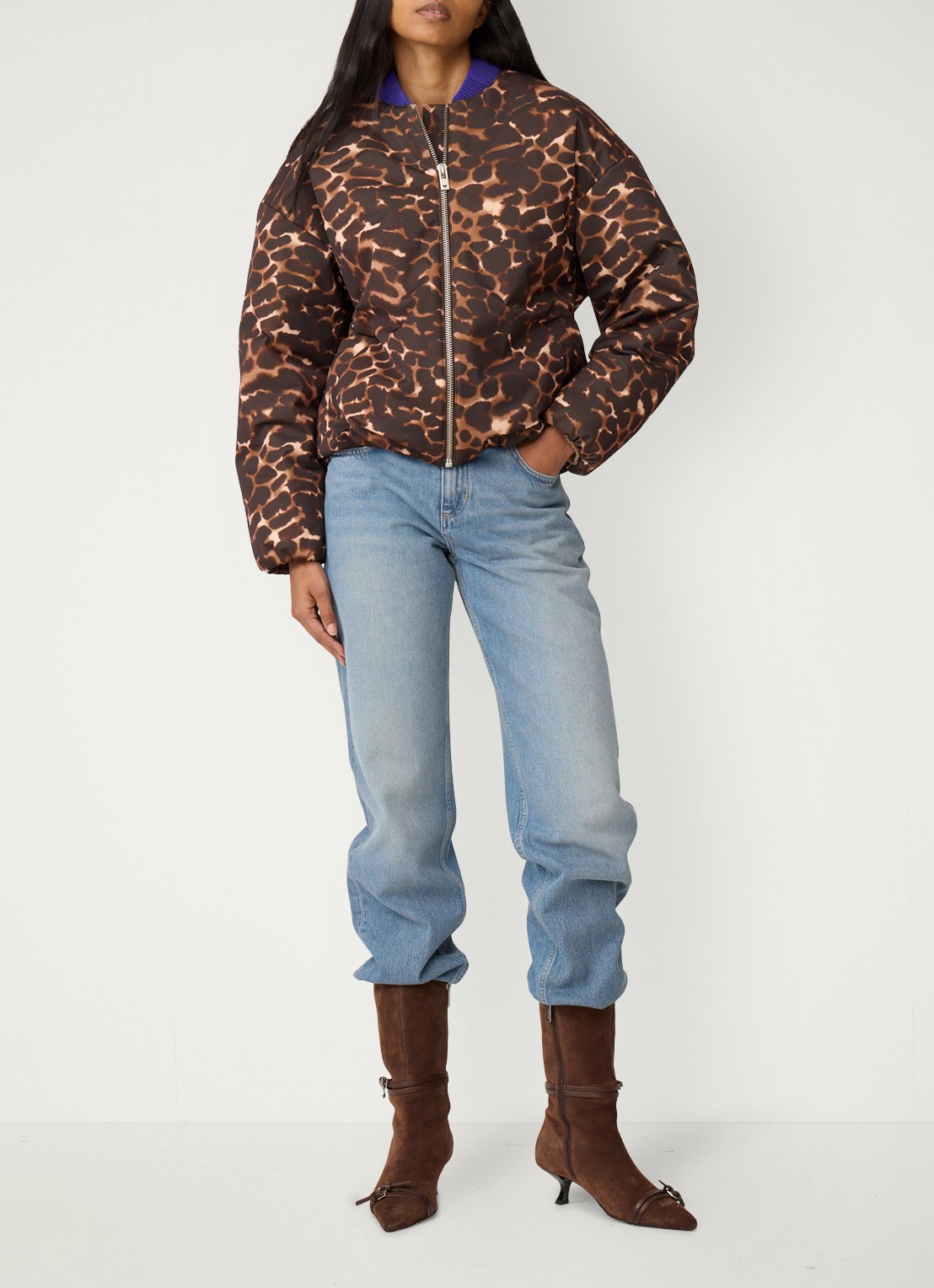 Fabienne Chapot Hermi bomberjack met panterprint - voorkant 5 bruin