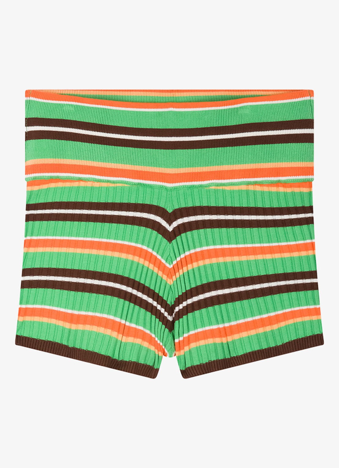 Fabienne Chapot High waist slim fit korte broek met streepprint - voorkant 2 groen