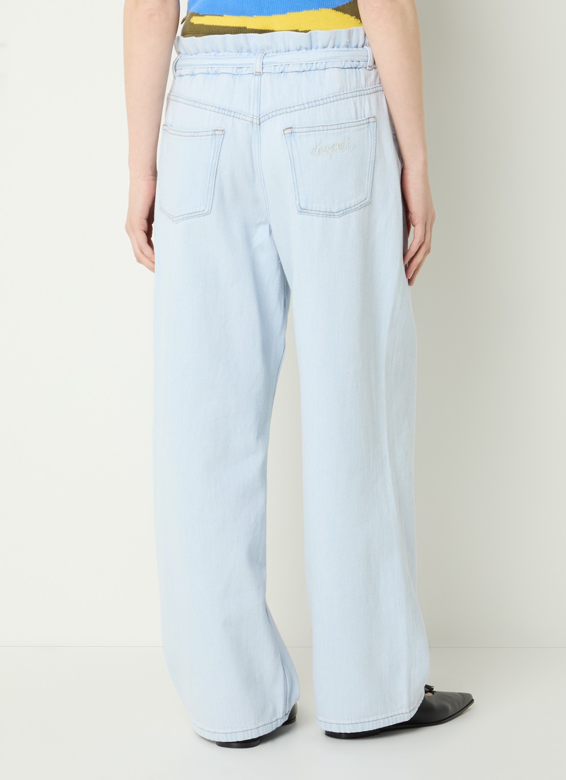 Fabienne Chapot High waist wide leg jeans met lichte wassing - achterkant 5 lichtblauw