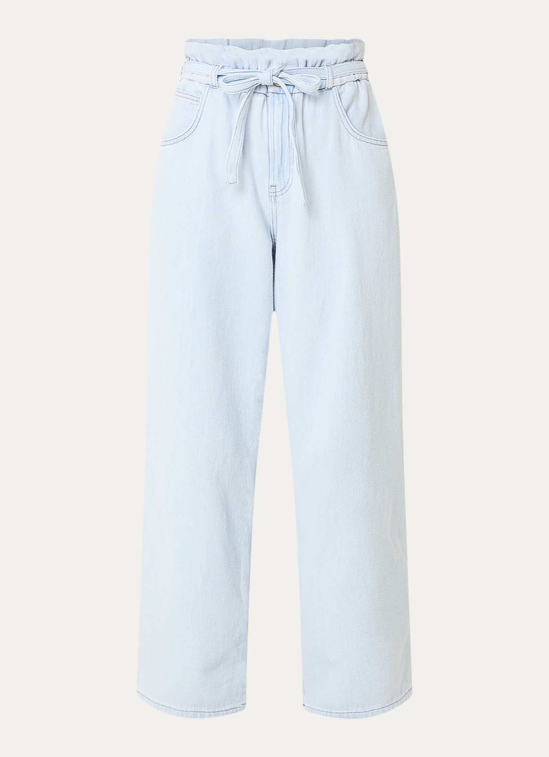 Fabienne Chapot High waist wide leg jeans met lichte wassing - voorkant lichtblauw