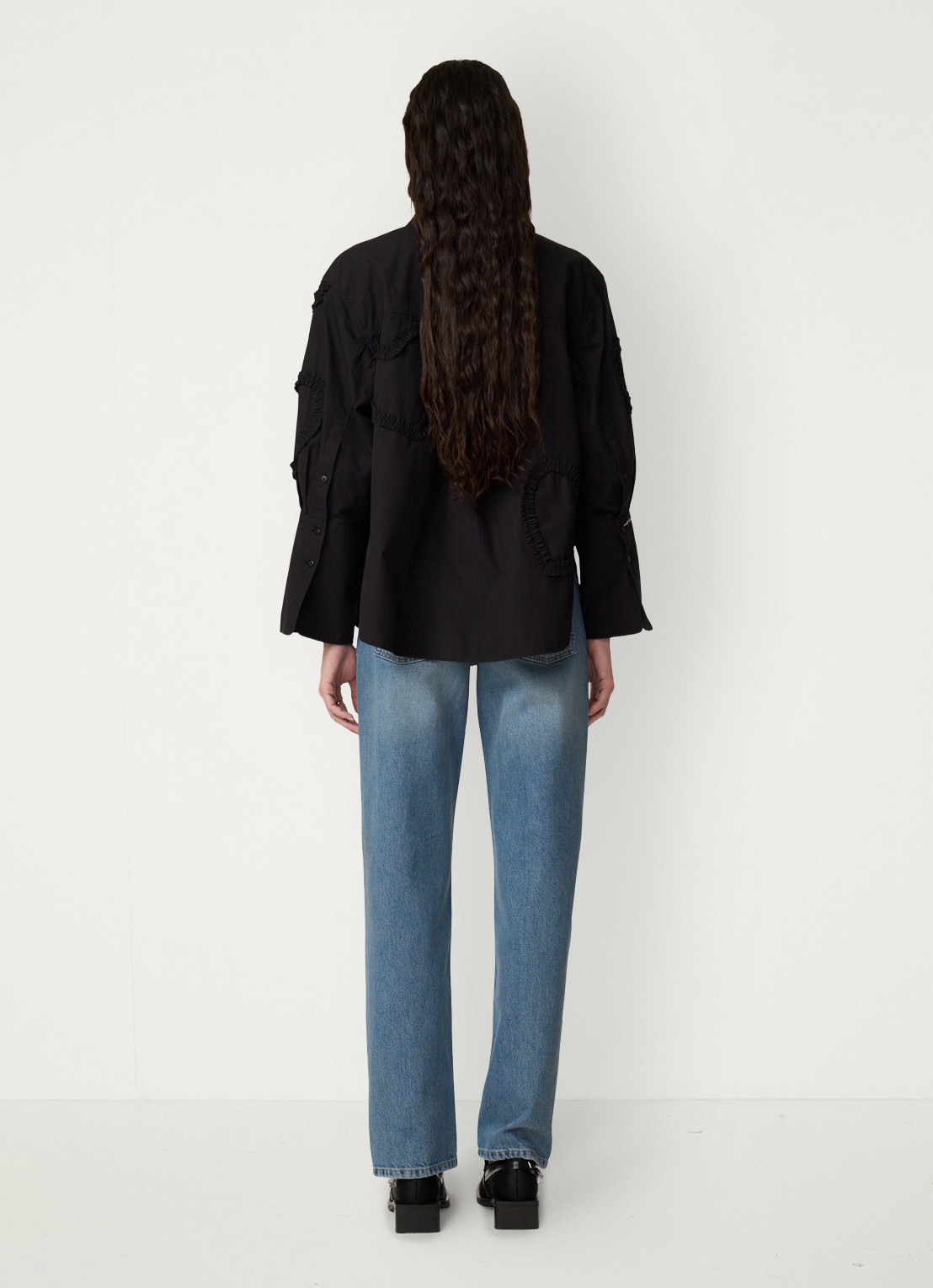 Fabienne Chapot Horace blouse met ruches - achterkant 3 zwart
