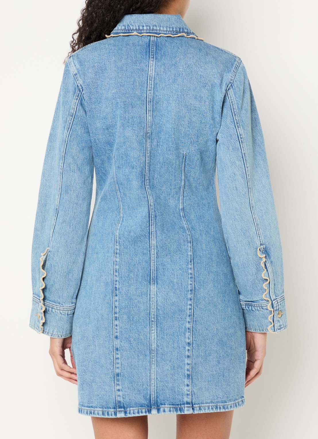 Fabienne Chapot Ina mini blousejurk van denim  - achterkant 3 indigo