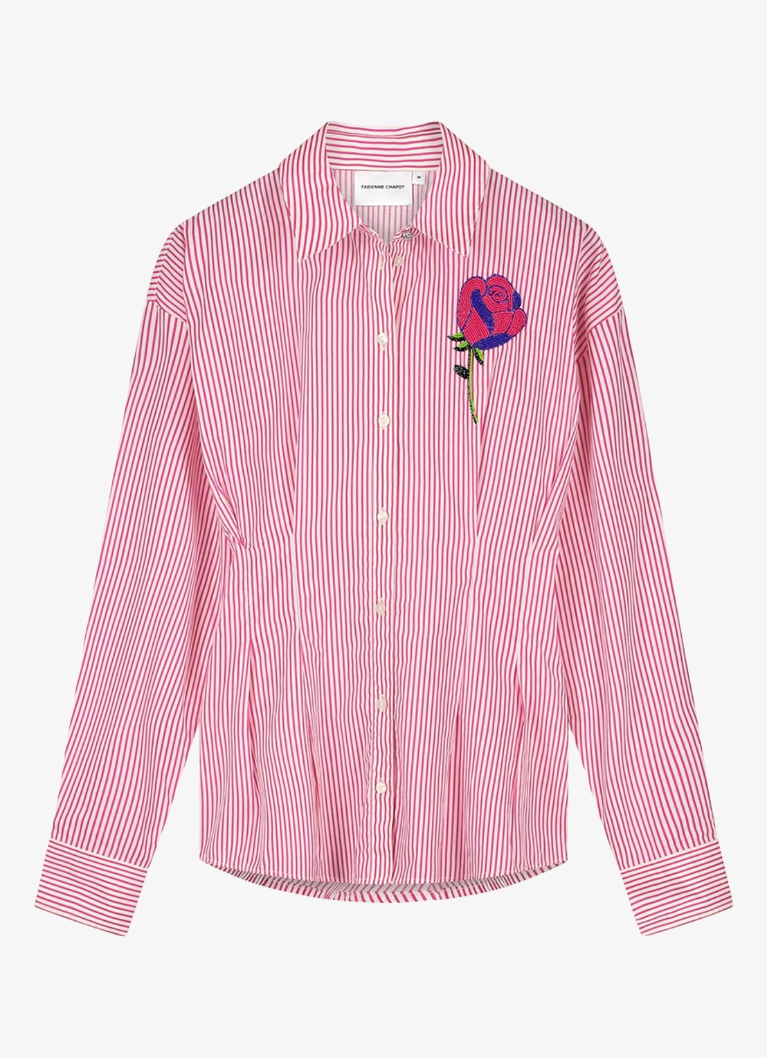 Fabienne Chapot Irina blouse met streepprint - voorkant 4 donkerroze