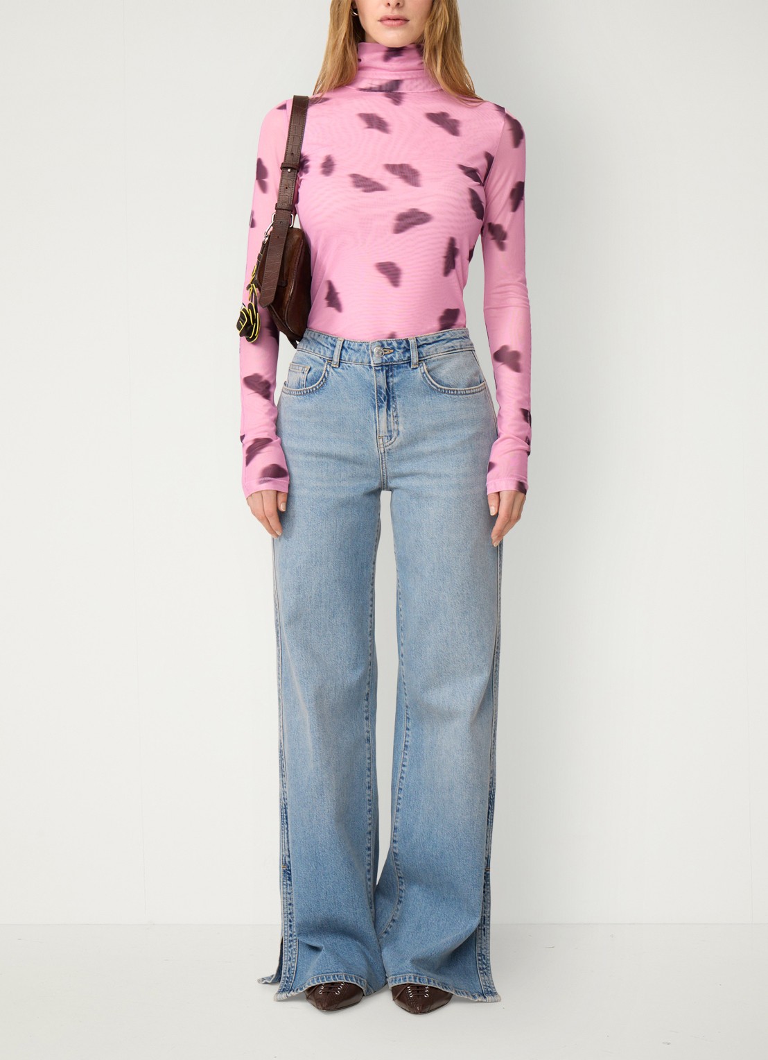 Fabienne Chapot Jadyn top van mesh met print - voorkant 5 roze