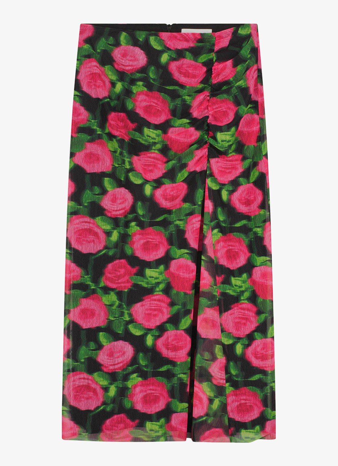 Fabienne Chapot Jessy midi rok met bloemenprint - voorkant 2 fuchsia