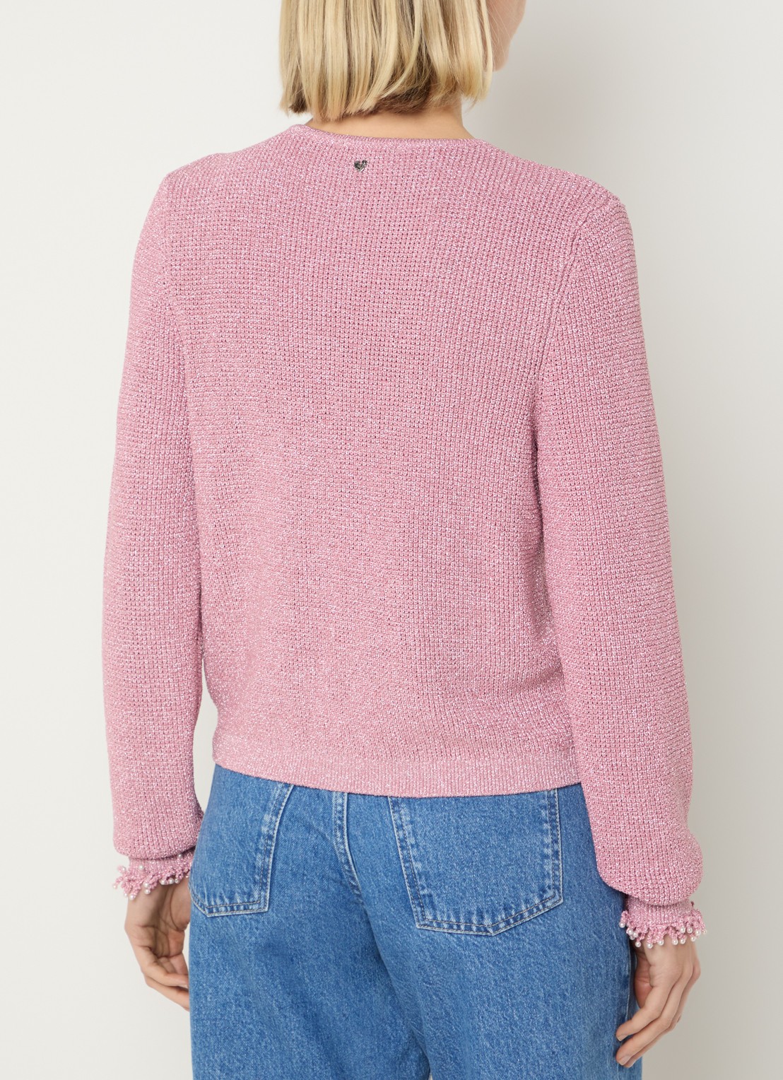 Fabienne Chapot Jody grofgebreid vest met lurex - achterkant 3 roze