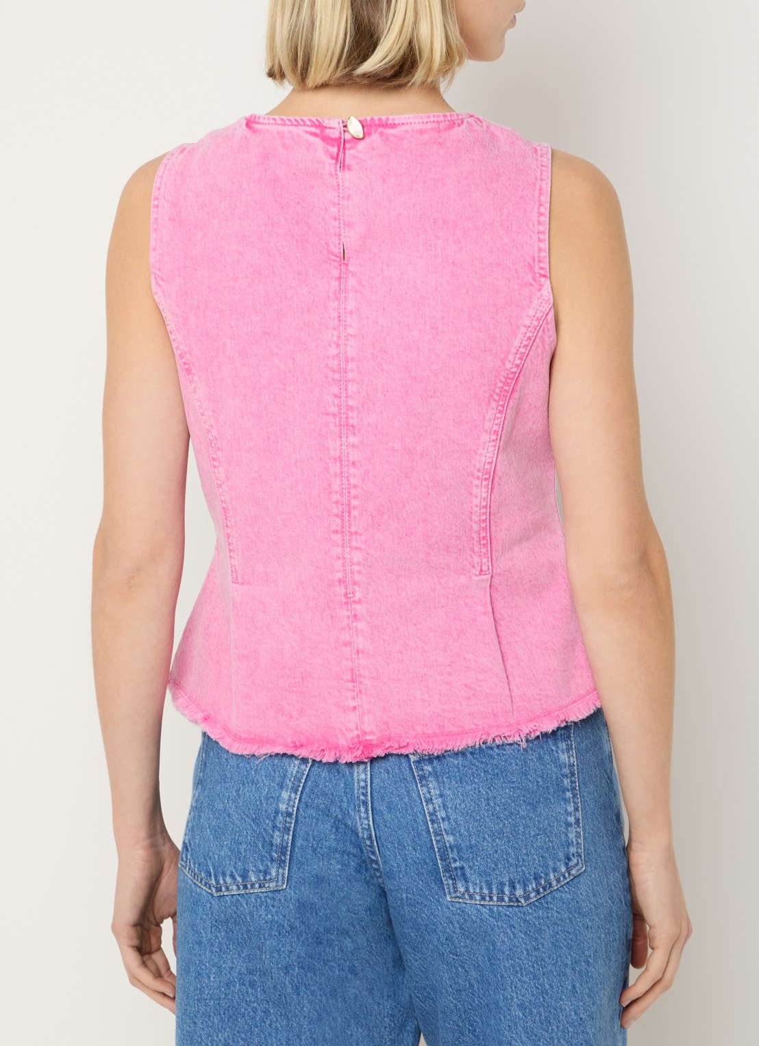 Fabienne Chapot Jojo top van denim met gekleurde wassing - achterkant roze