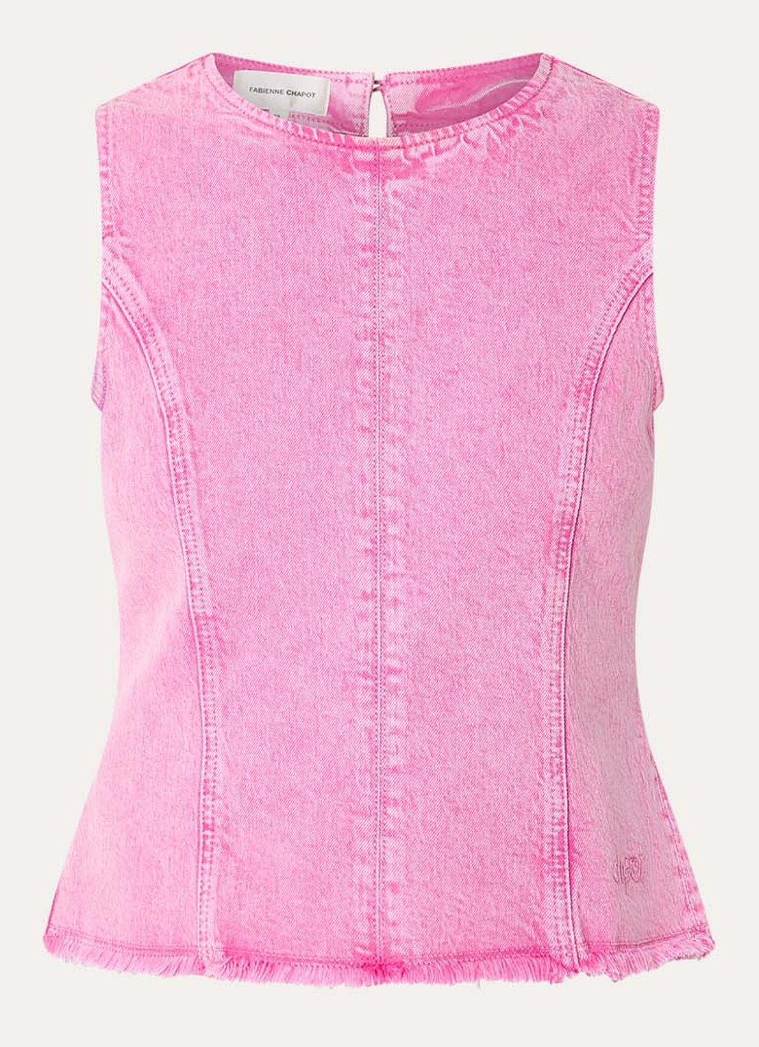 Fabienne Chapot Jojo top van denim met gekleurde wassing - voorkant 3 roze