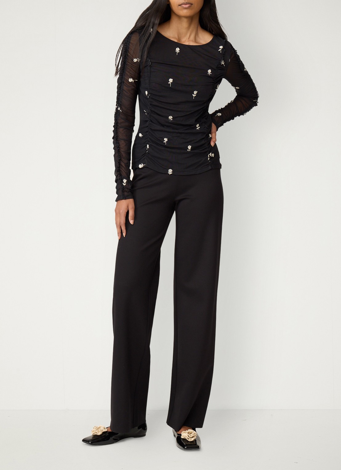 Fabienne Chapot June high waist straight leg pantalon - voorkant 4 zwart