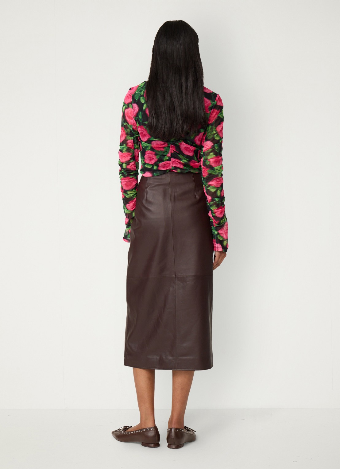 Fabienne Chapot Karlis top met print en plooidetail - achterkant fuchsia