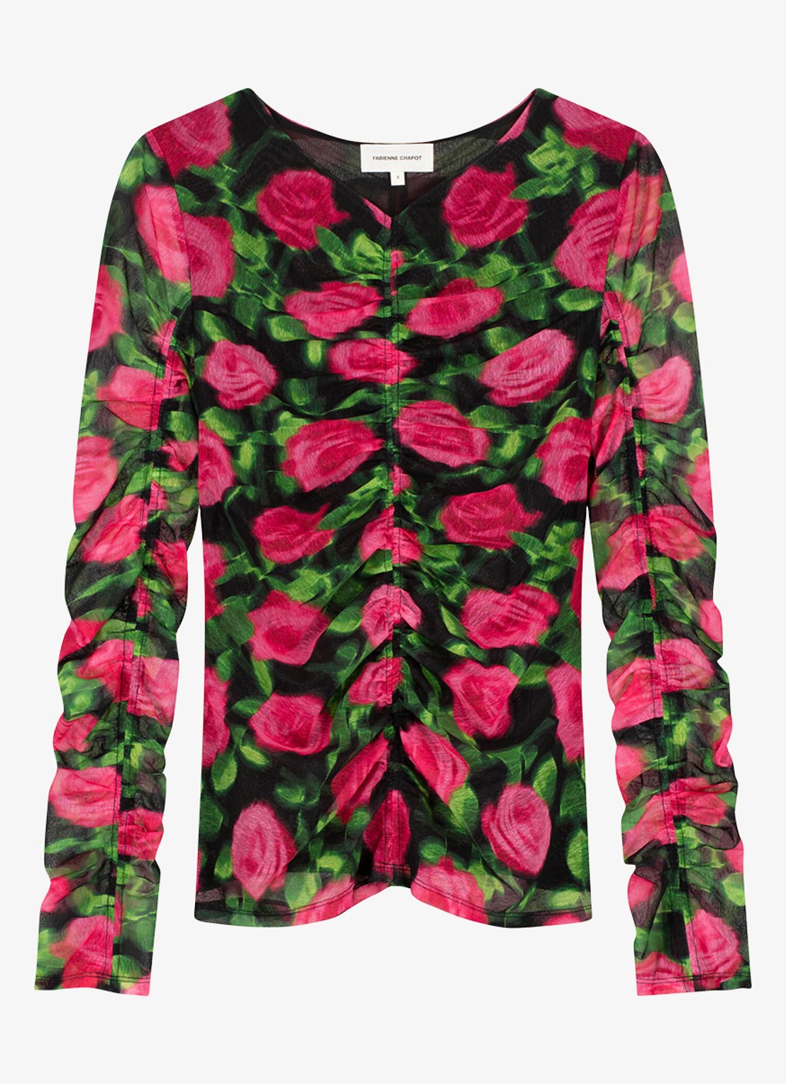 Fabienne Chapot Karlis top met print en plooidetail - voorkant 4 fuchsia