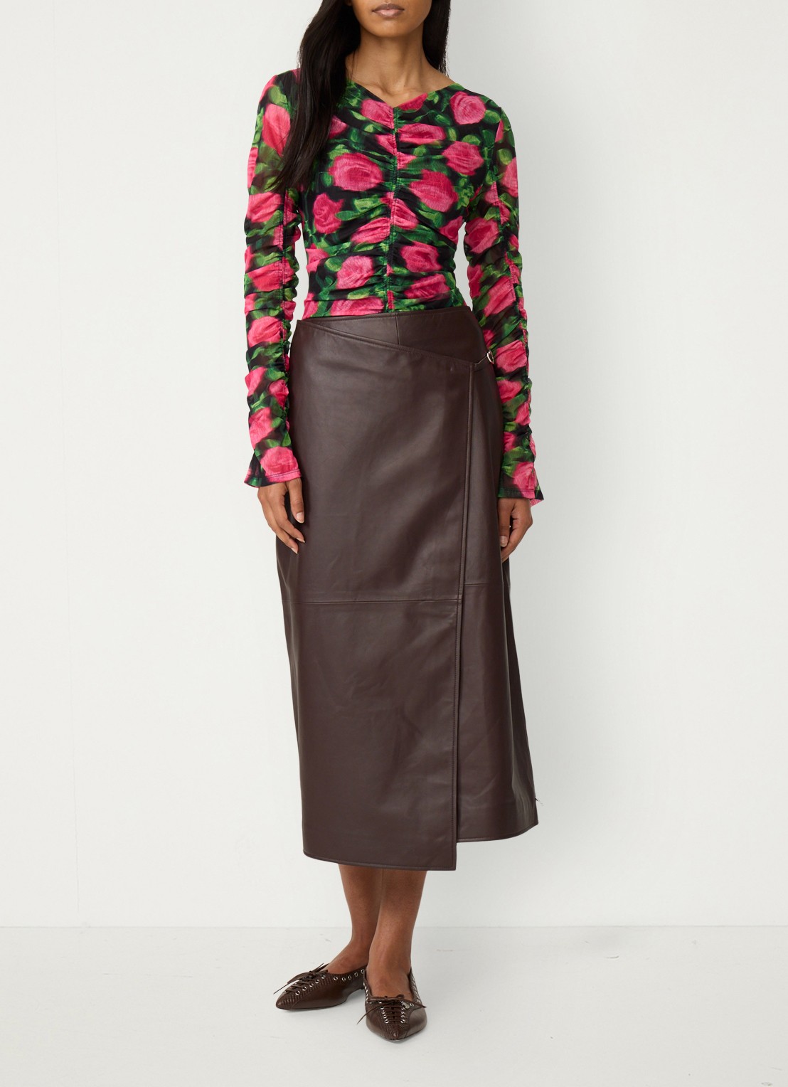 Fabienne Chapot Karlis top met print en plooidetail - voorkant 5 fuchsia