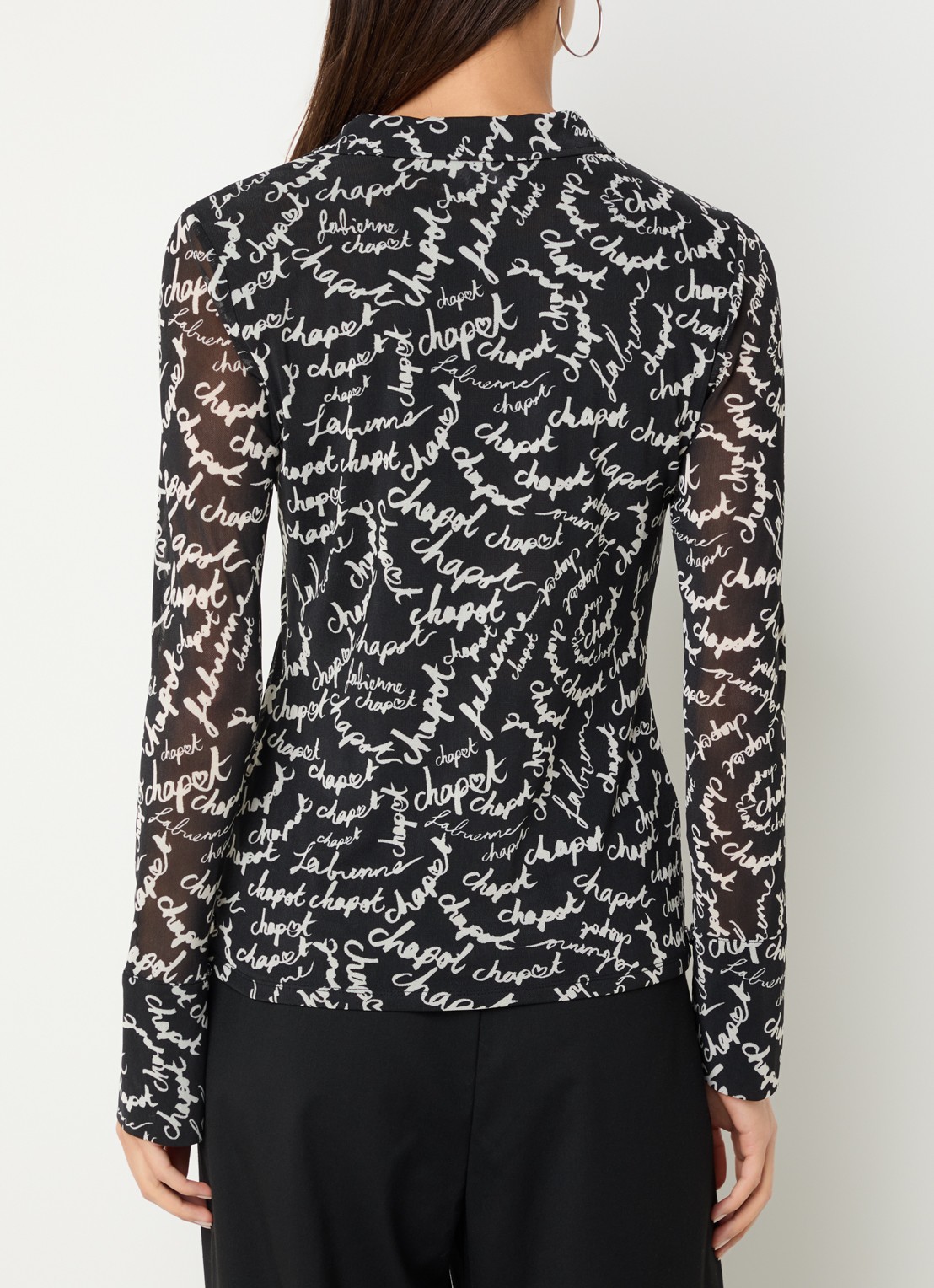 Fabienne Chapot Kevis blouse met logoprint  - achterkant 3 zwart