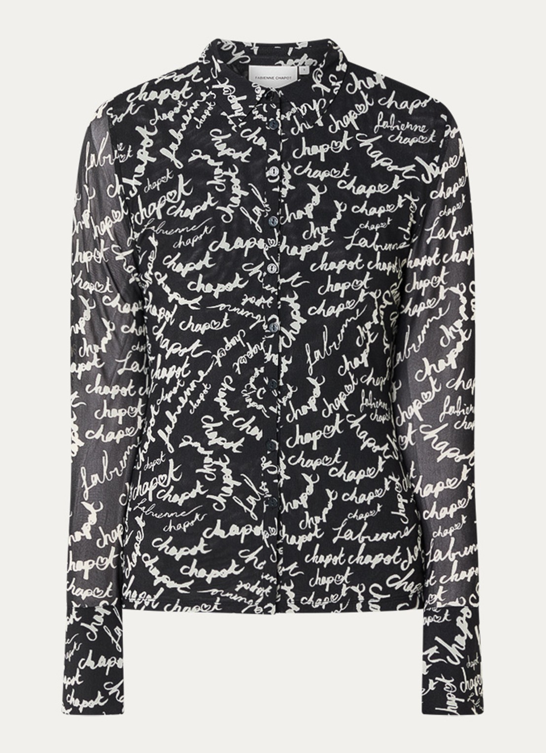 Fabienne Chapot Kevis blouse met logoprint  - voorkant zwart