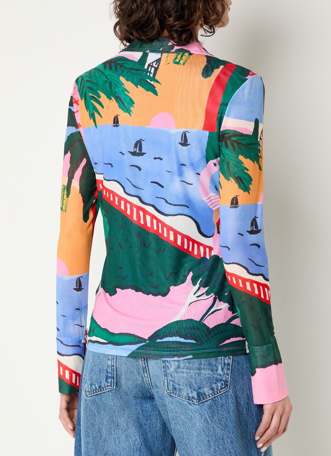Fabienne Chapot Kevis blouse van mesh met print - achterkant blauw
