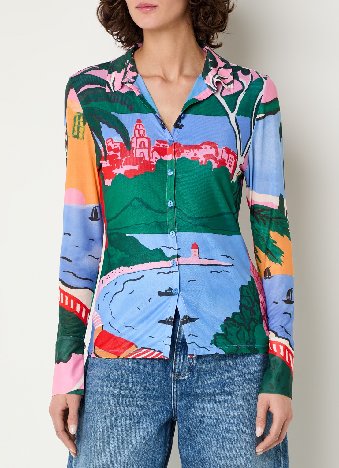 Fabienne Chapot Kevis blouse van mesh met print - detail 4 blauw